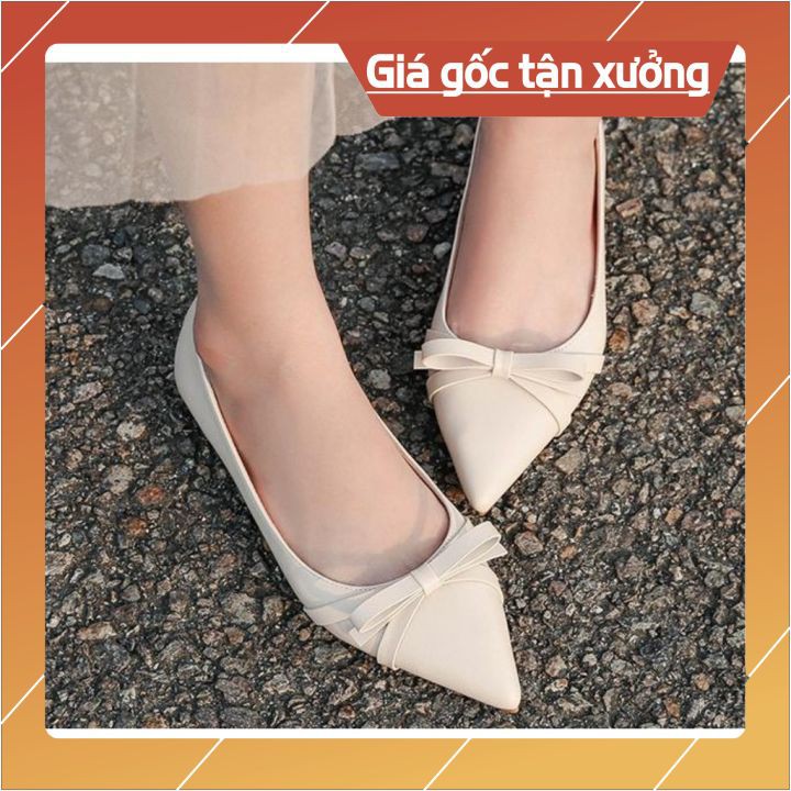 Giày Bệt Nữ Mũi Nhọn Phối Nơ Cao Cấp Xinh Xắn Kiểu Dáng Hàn Quốc Pamela B5