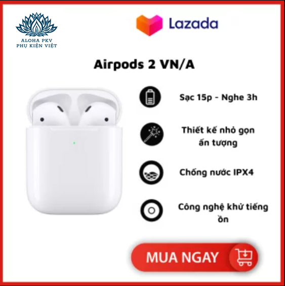 Tai Nghe Bluetooth ALOHA PKV - AirPod 2 Bass Cực Căng Sử Dụng Lên Tới 24h