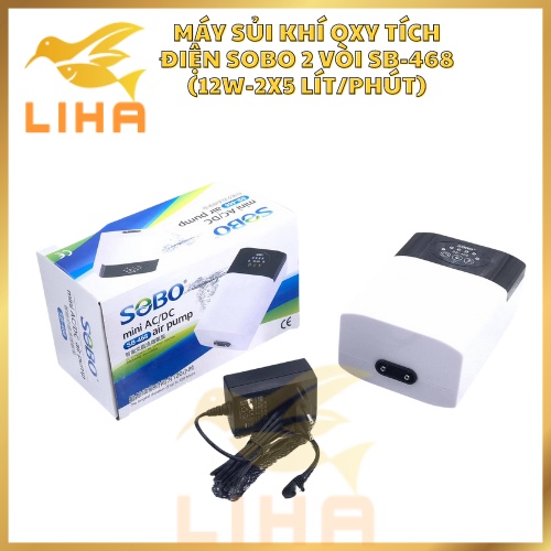 Máy sục sủi oxy tích điện sobo sb-468 có thể tăng giảm công suất max. 12w