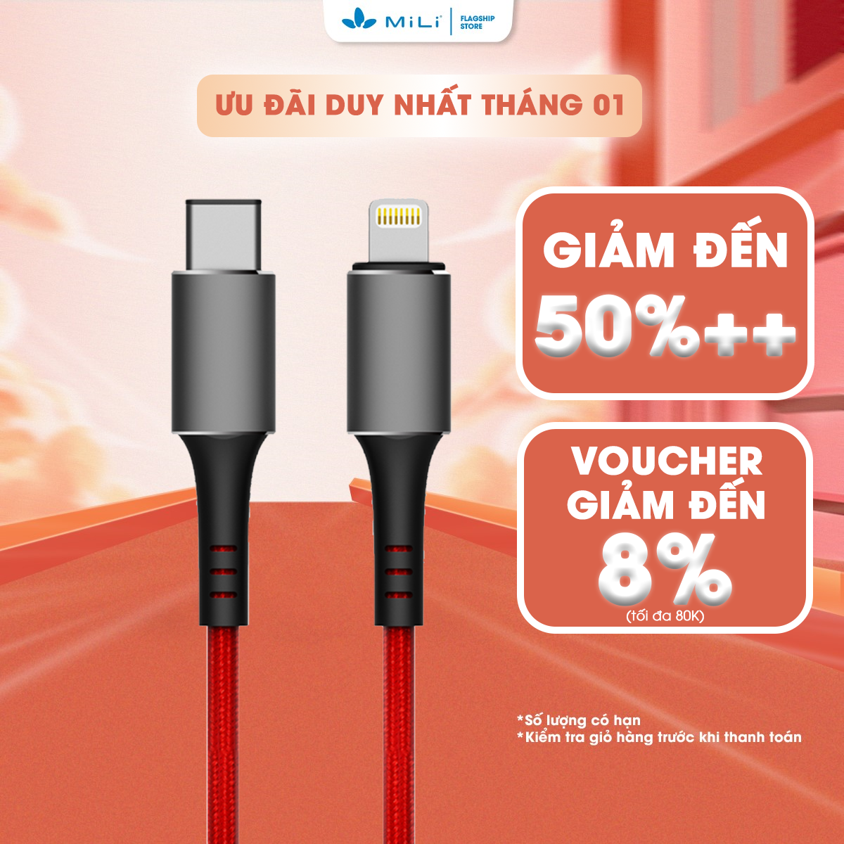 Dây sạc nhanh MiLi type C to Lightning PD 60W - Bào hành 24 tháng - HI-L90