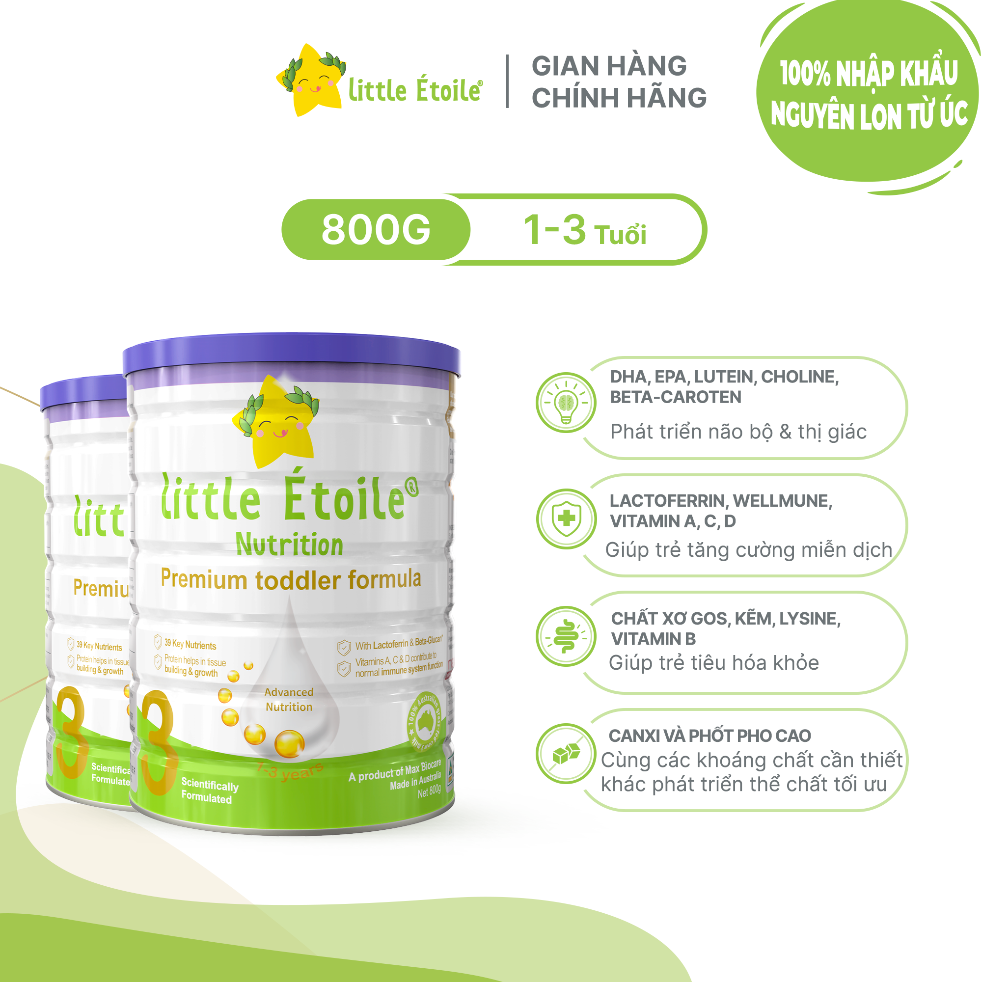 Combo 2 Lon Sữa Công thức Ngôi Sao Nhỏ Little Étoile Số 3 - 800g cho bé 1 – 3 tuổi