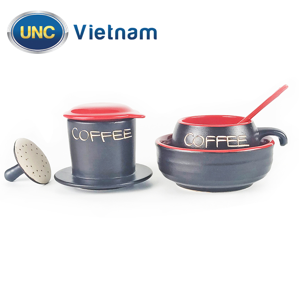 Bộ Phin Cà Phê Sứ UNC Việt Nam - Sử dụng bát giữ nhiệt, nhiều màu sắc, đủ món, pha phin cafe sứ sẽ ngon hơn.
