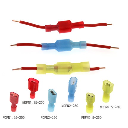 Đầu cos ghim dẹp đực+cái bọc phủ nhựa FDFN+MDFN 100cái💥Đầu cosse nối dây điện âm dương đầu cốt bấm dây điện cắm chân bình ắc quy bình nóng lạnh