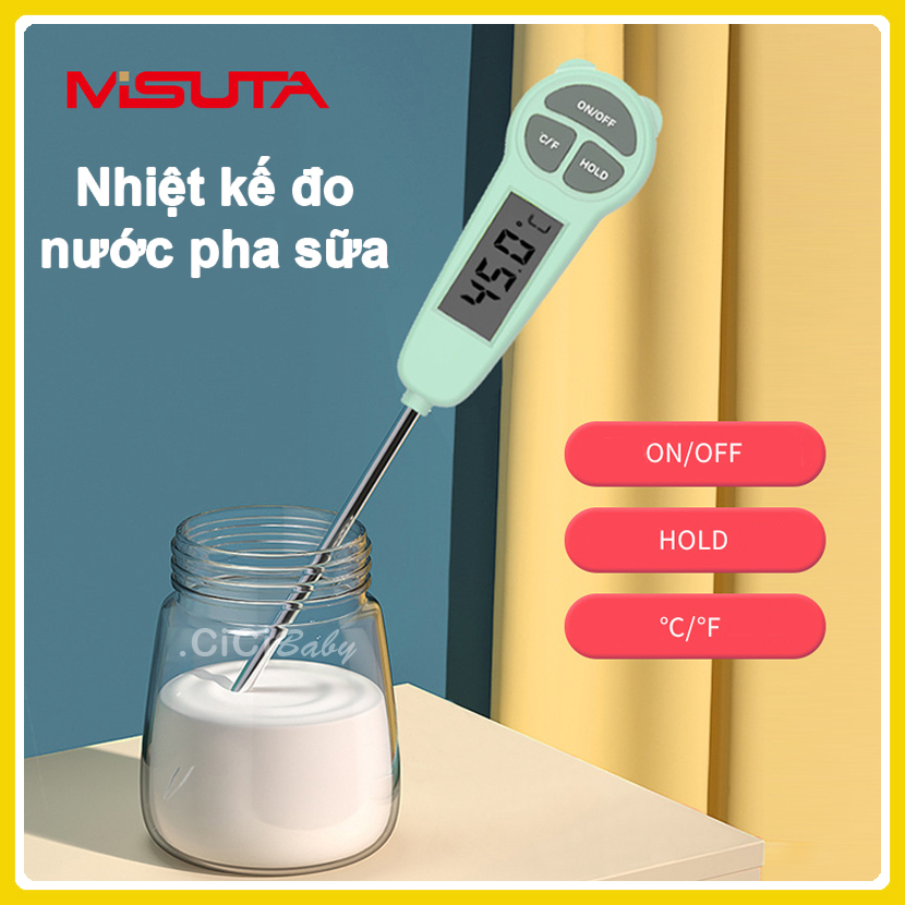 Nhiệt kế đo nước pha sữa, đo nhiệt độ nước, thức ăn Misuta, nhanh chóng, an toàn, chính xác CiCiBaby