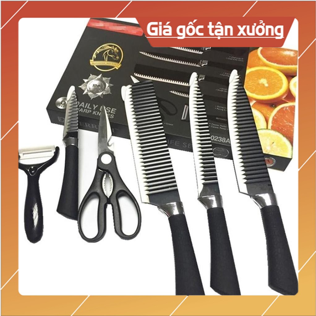 [ GIÁ SỐC ] Bộ dao làm bếp cực đẹp phong cách nhật bản, 6 chi tiết lớn nhỏ làm bếp, chất liệu thép không rỉ