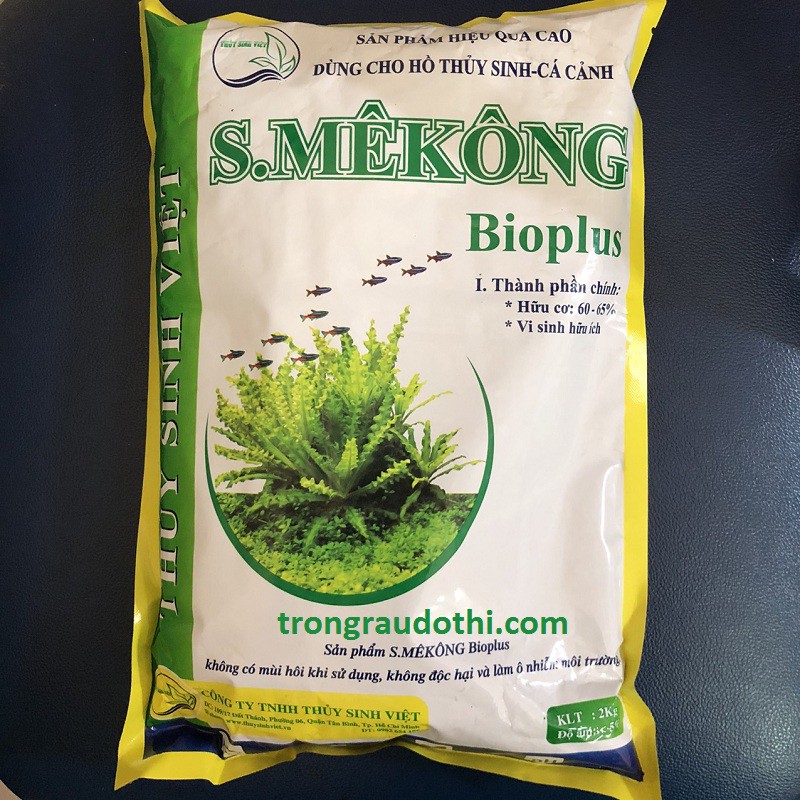 Phân nền thủy sinh s mekong bio plus bao 2kg - phân nền mekong cho bể cá thủy sinh
