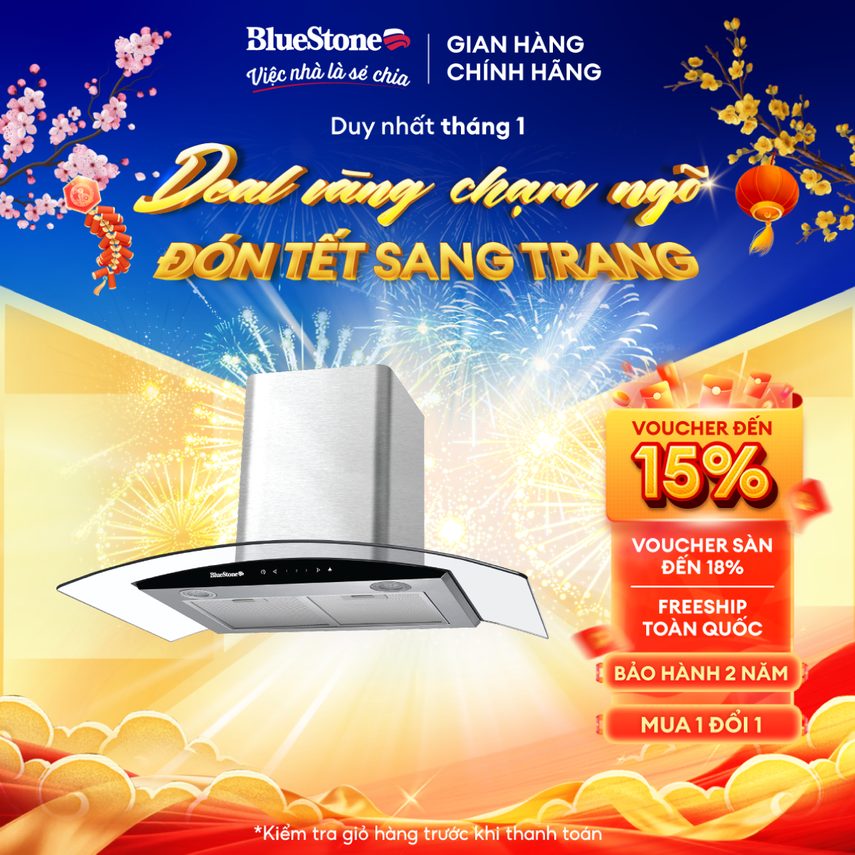 Máy Hút Mùi BlueStone HOB-8735 - Dòng máy hút mùi kính cong - Lưới lọc hợp kính nhôm 5 lớp - Than hoạt tính - Bảo hành 2 năm - Hàng chính hãng