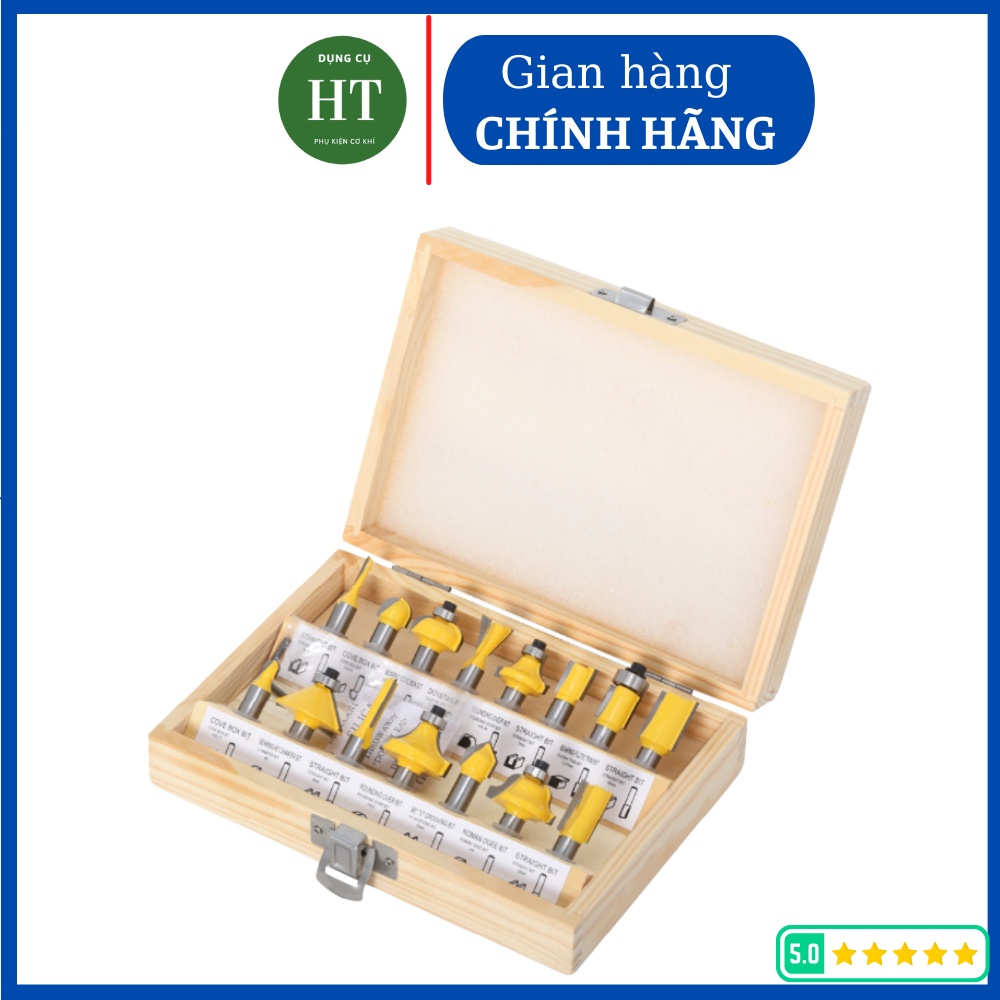 Bộ mũi phay gỗ 15 món 6,35mm