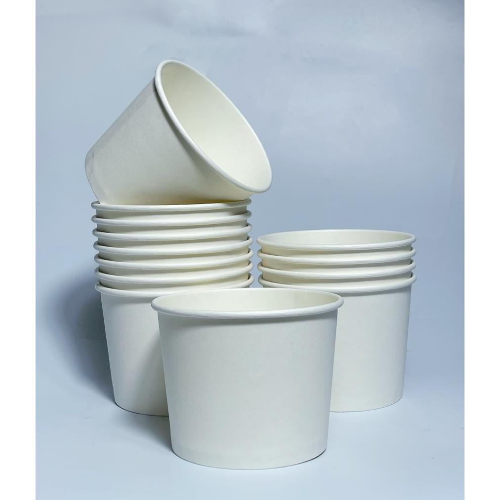 50 tô giấy, bát giấy trắng 720ml chịu nhiệt dùng 1 lần đựng đồ ăn...