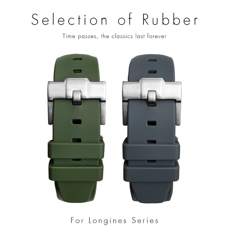 Sds19mm 20mm 21mm cao su Watchband phù hợp cho  chinh phục hydroconquest l3.781 641 782 Silicone Dây đeo đồng hồ bướm bucklejkh