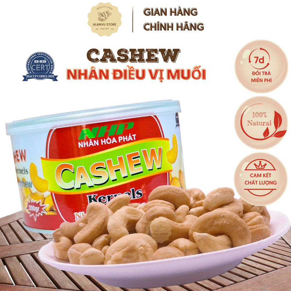 Hạt điều rang muối nhân hòa phát nguyễn hạt không vỡ tốt cho sức khỏe cung cấp dinh dưỡng 200g