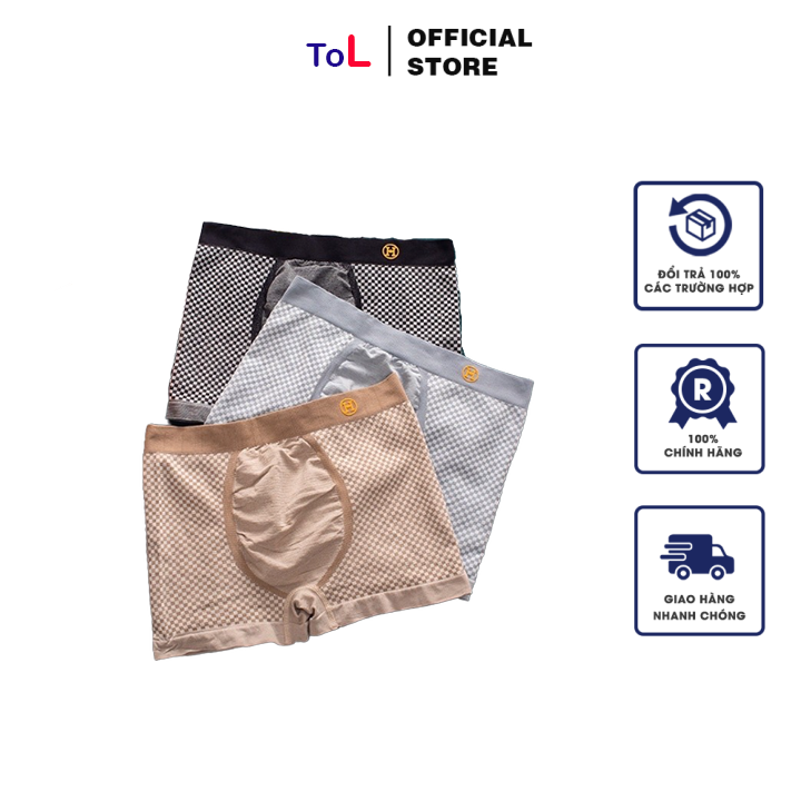 Quần sịp đùi nam - Hộp 3 chiếc quần đùi sịp nam chữ H cao cấp mát lạnh co giãn tốt.