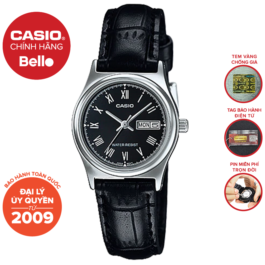 Đồng hồ Nữ dây da Casio LTP-V006 chính hãng bảo hành 1 năm Pin trọn đời