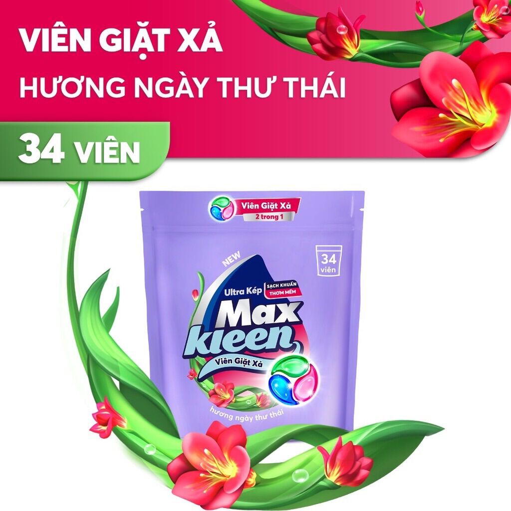 Viên giặt xả maxkleen 2 trong 1