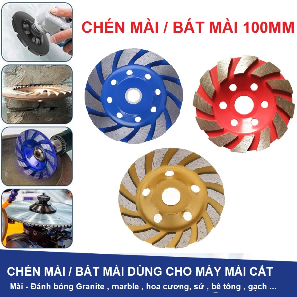 Chén mài chén mài bát mài 100mm chuyên dụng mài đá hoa cương bê tông gạch men gốm sứ, chén mài kim cương đa năng