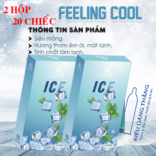 [HCM]Bộ 2 hộp x 10 cái - Bao cao su Tâm Thiện Chí TTC ICE LOVE mỏng trơn mát lạnh