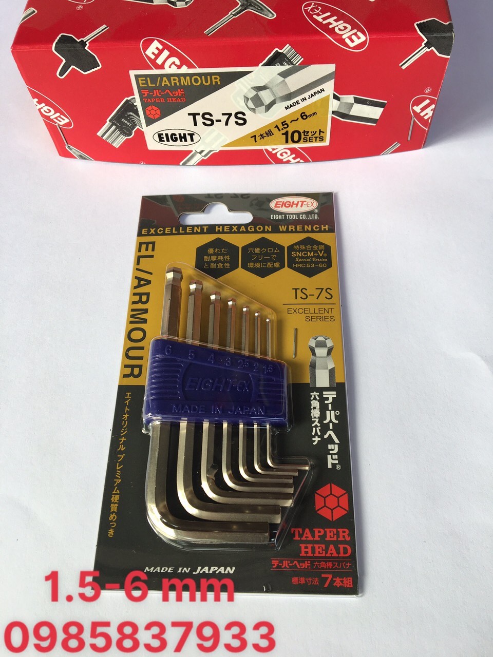 [Freeship +quà tặng 19k] Bộ lục giác ngắn đầu bi 7 chiếc nhỏ 1.5- 6 mm TS-7S Eight Nhật tại MáyNTT dùng vặn ốc chìm tuổi thọ cao