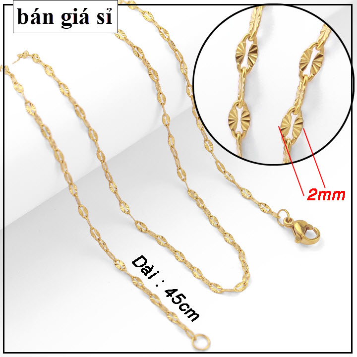 [HCM]Dây chuyền nữ inox cao cấp chiếu sáng lấp lánh rất đẹp không mặt không đen vĩnh viễn giá hủy diệt - Dây Me 2mm Chiếu Đẹp