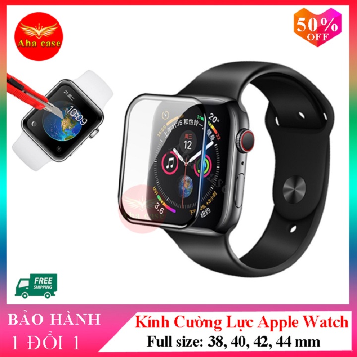 Kính cường lực đồng hồ thông minh Apple Watch Full Màn, Miếng Dán Bảo Vệ Màn Hình Đồng Hồ Bảo Vệ với các size 38mm, 40mm, 42mm, 44mm