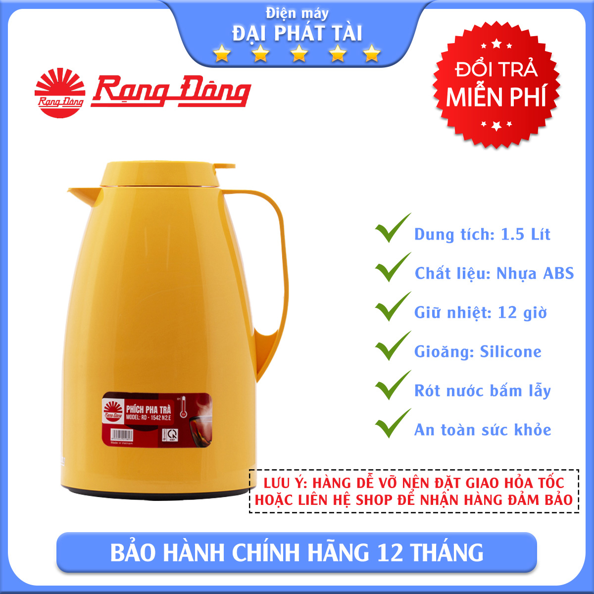 Phích pha trà giữ nhiệt rạng đông rd-1542 n2.e