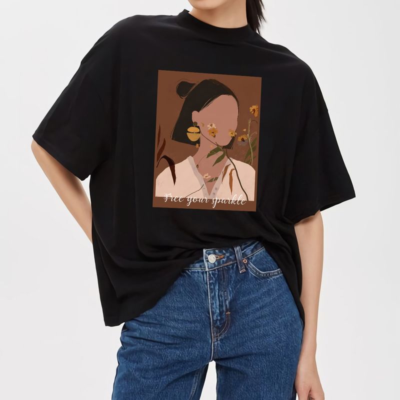 Áo phông unisex Free your sparkle họa tiết nàng vintage chất cotton 100% size XS-3XL