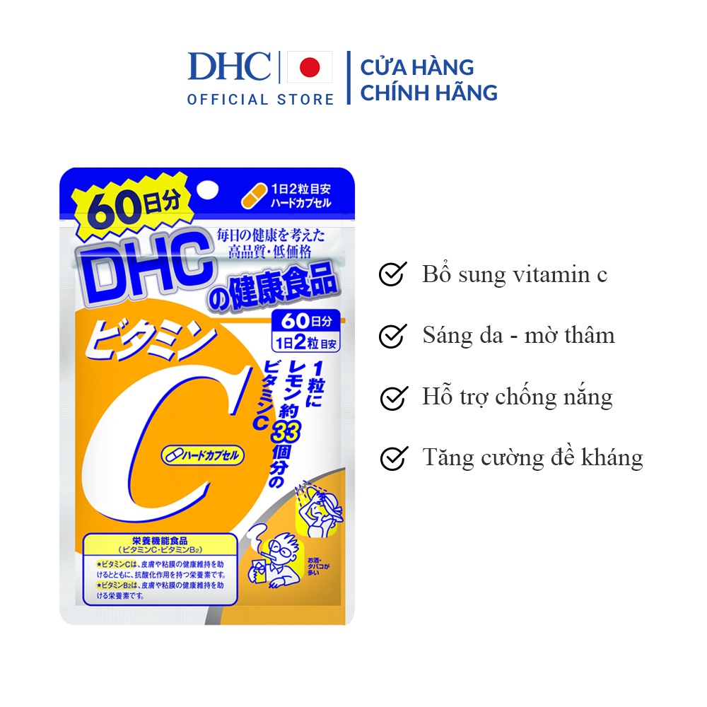 Viên uống bổ sung vitamin C DHC Nhật Bản hỗ trợ sáng da, mờ thâm và tăng  cường đề kháng gói 40 viên (20 ngày) | Lazada.vn