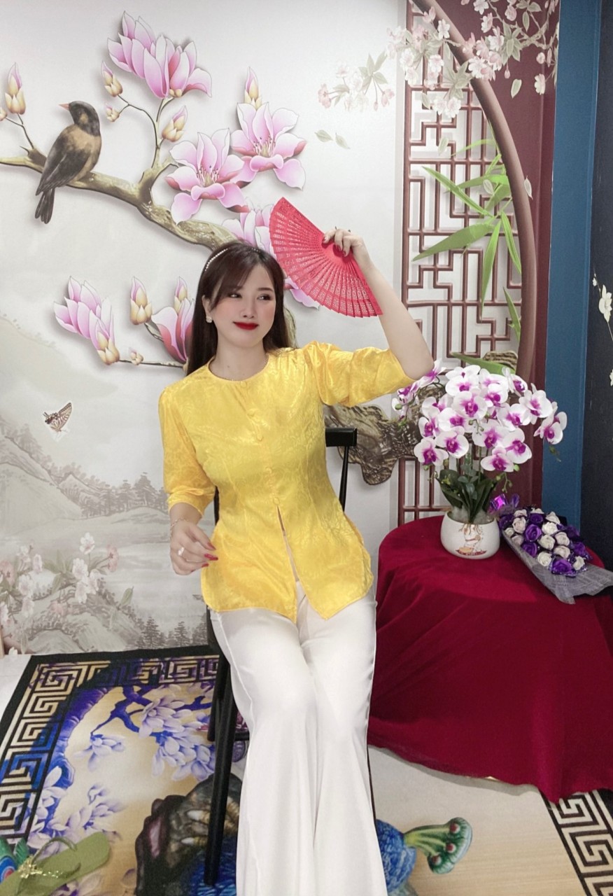 Đồ lam đi chùa nữ - bộ đi lễ chùa đẹp bà ba gấm lụa phối nút cao cấp trang nhã dành cho phật tử 2023