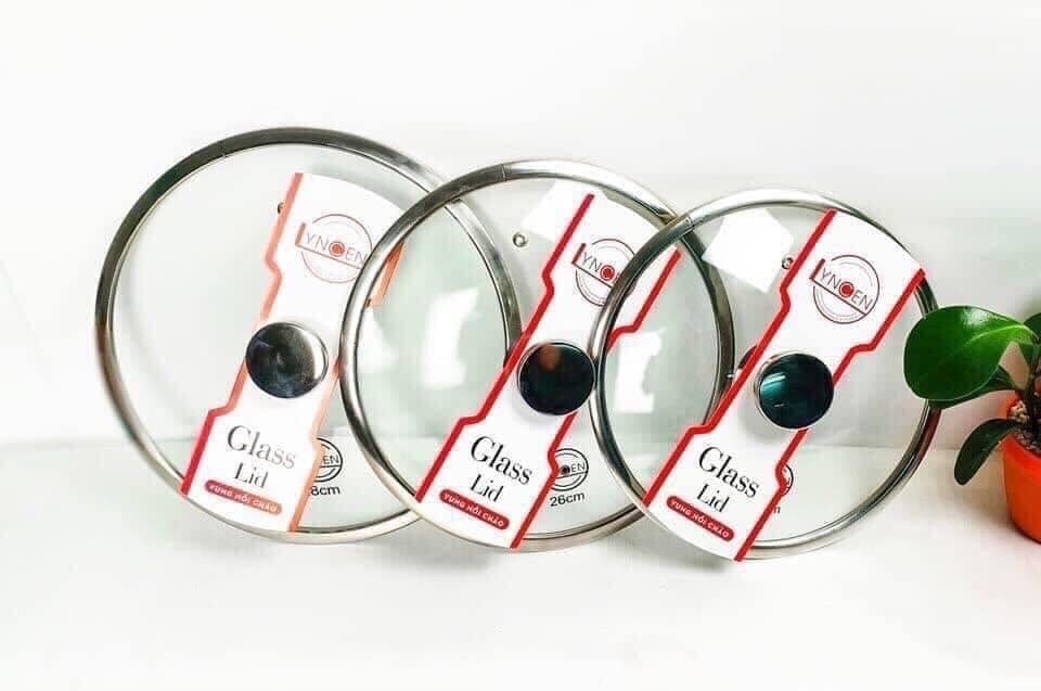 VUNG NỒI, NẮP NỒI CHẢO THỦY TINH CƯỜNG LỰC LYNCEN SIZE 30CM- VUNG SIÊU BỀN VIỀN INOX 304 KHÔNG HOEN GỈ