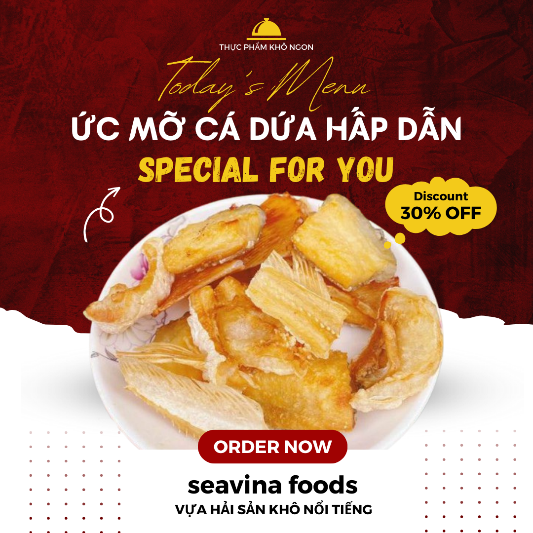 khô ức cá dứa , khô ức mỡ bụng cá dứa loại đặc biệt ngon hảo hạng , ức cá dứa chứa nhiều Omega 3 tốt cho sức khỏe gia đình bạn Seavina Foods