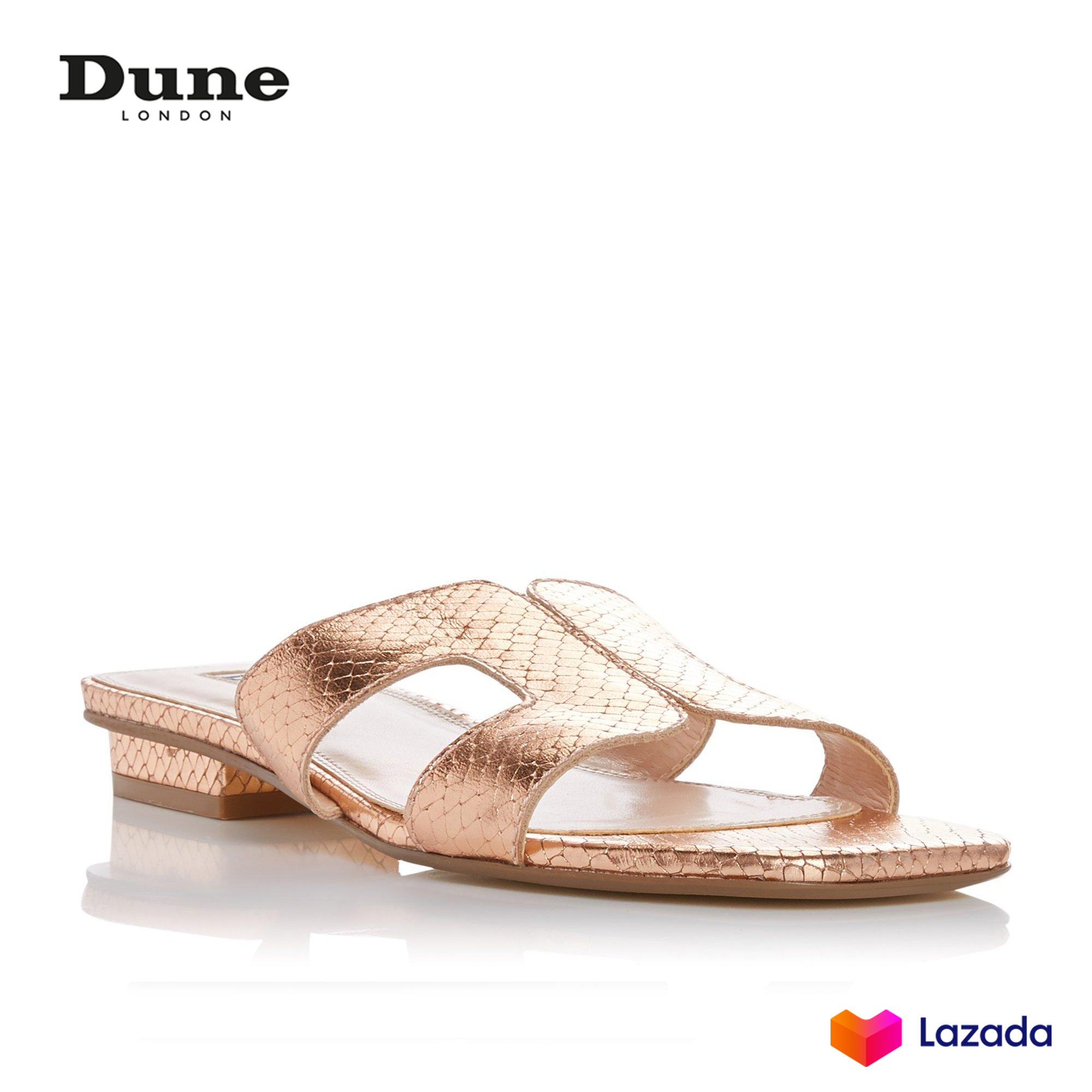 DUNE LONDON DÉP ĐẾ BẰNG LOUPE DI DA THẬT - ROSE GOLD
