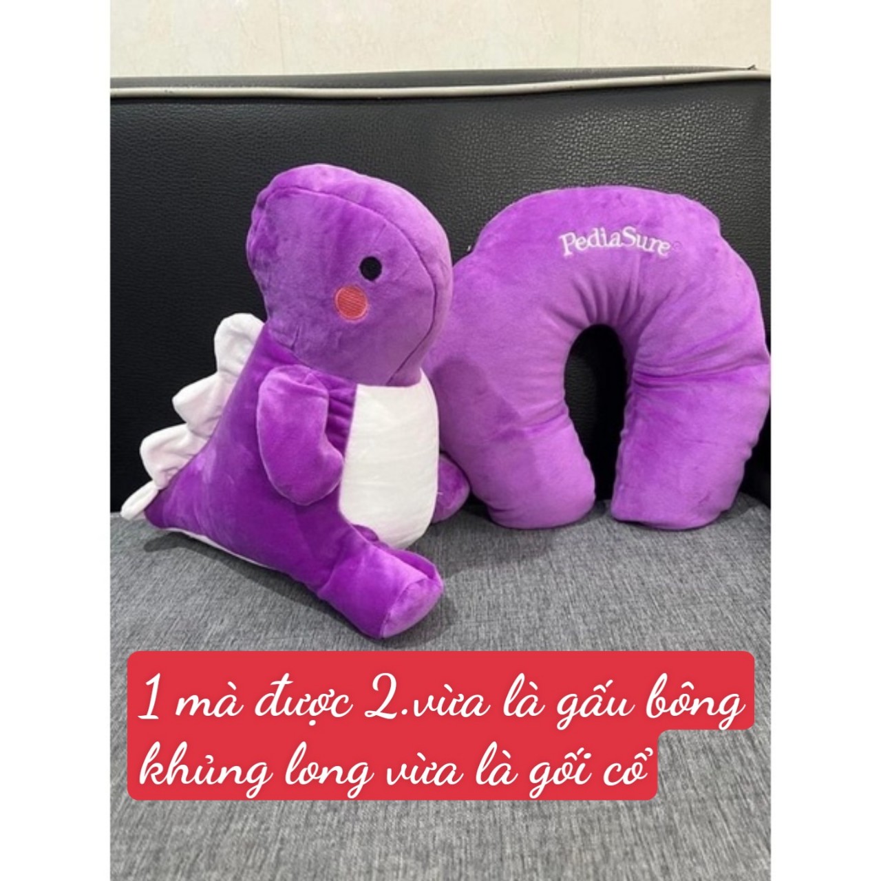 Gấu bông khủng long biến hình thành gối kê cổ 2 trong 1 siêu tiện lợi mua 1 được cả 2 luôn