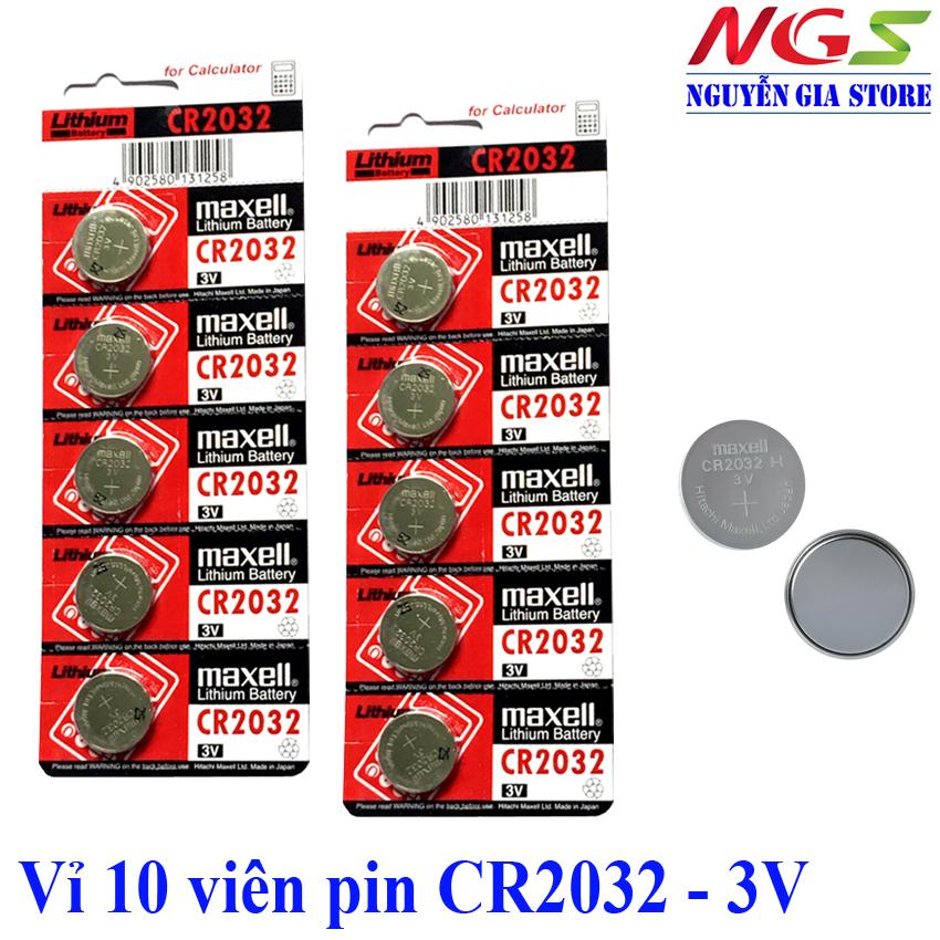 Vỉ 10 viên pin cmos cr2032 maxell lithium battery 3v