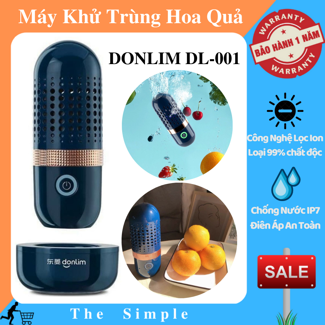 Máy khử trùng hoa quả Donlim DL-001, Tiệt trùng rau quả, Khử trùng 99% hiệu quả cho gia đình - Bảo Hành 12 tháng - Máy tiệt trùng hoa quả - Máy khử trung đồ ăn, thực phẩm sử dụng công nghệ lọc ion cao cấp