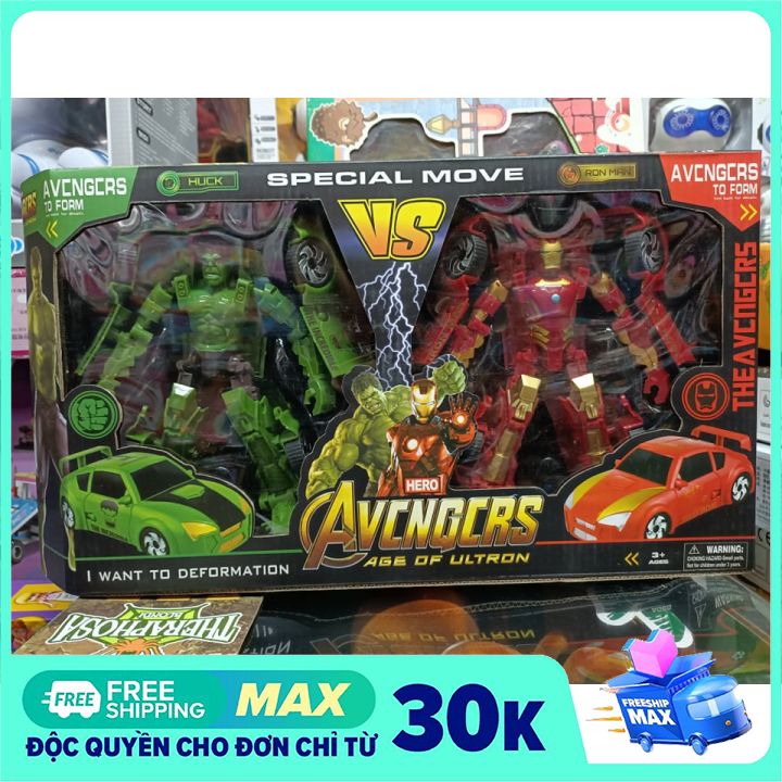 8881-1 đồ chơi lắp ghép robot - ô tô siêu nhân hulk và iron man