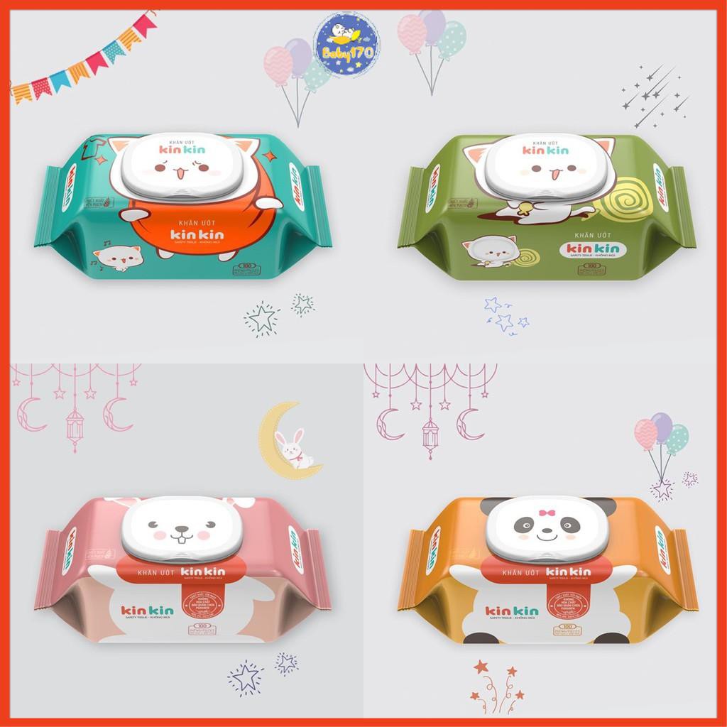 Combo 4 gói Khăn giấy ướt Kinkin mẫu mới 100 tờ không mùi