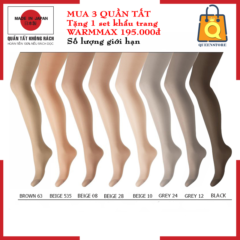 Quần tất format không rách dọc siêu dai bền êm ái màu đen hàng chính hãng made in japan