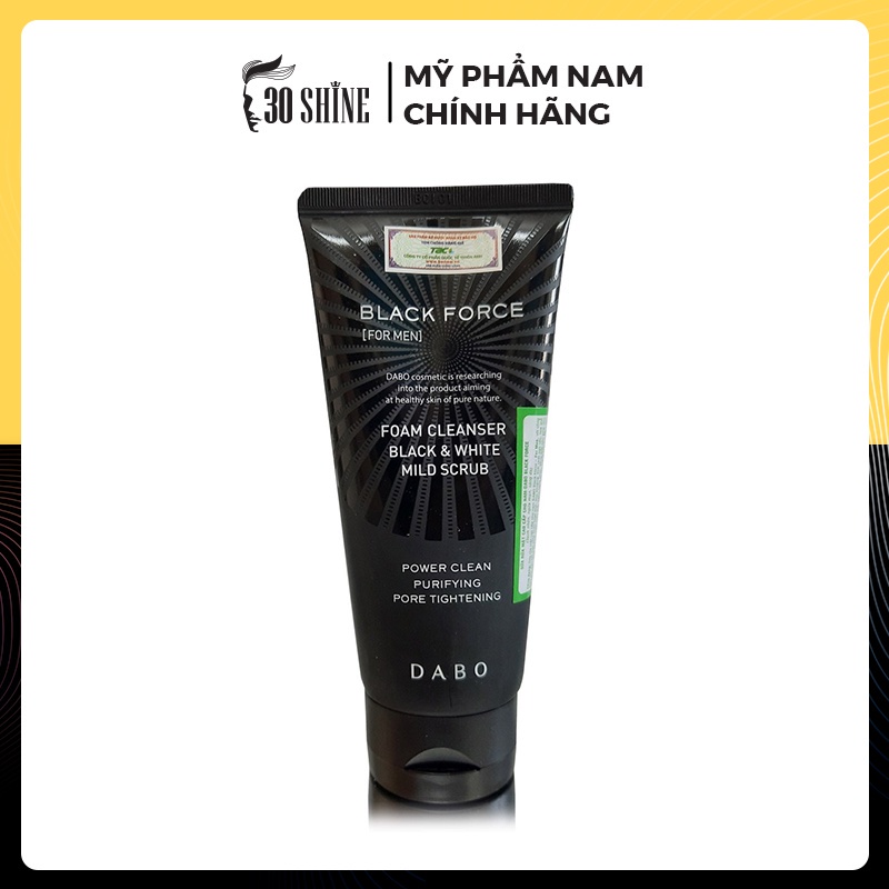 Sữa rửa mặt dành cho nam Dabo Black Force Black & White Mild Scrub 120ml - Chính hãng 30Shine