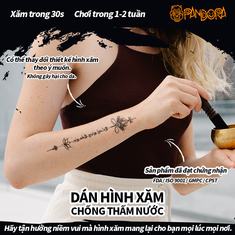 Hình Xăm Dán Tattoo Kín Tay Họa Tiết TQB231