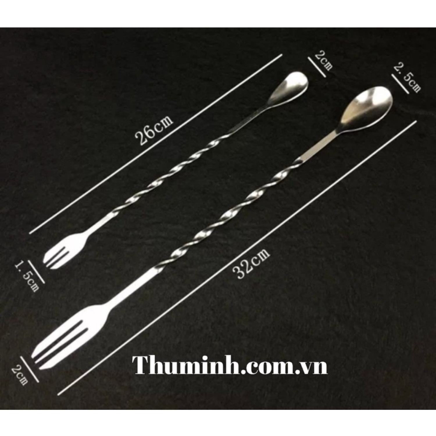 Thìa khuấy 2 đầu, thìa pha chế cocktail inox