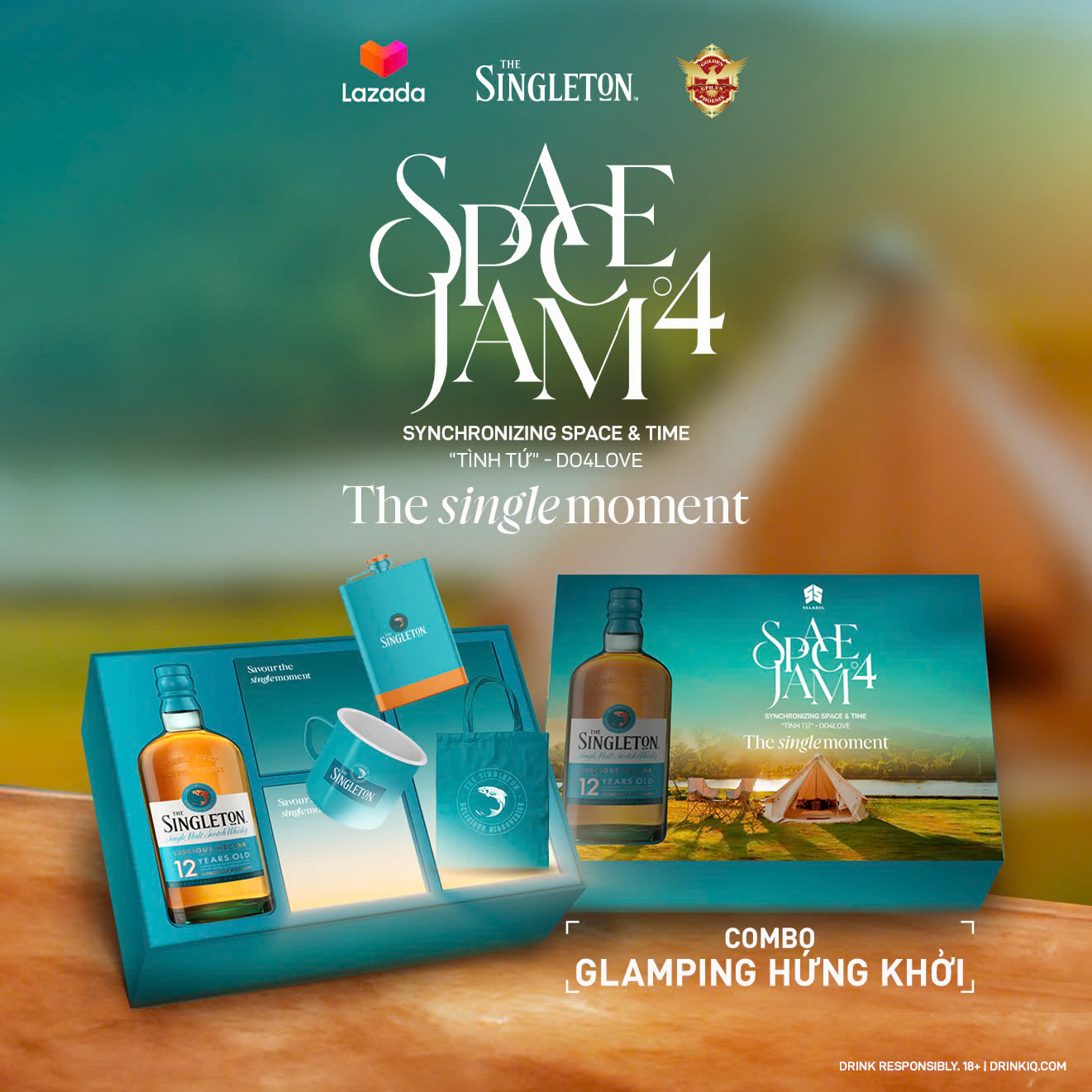 COMBO GLAMPING HỨNG KHỞI - Rượu The Singleton 12 Y.O Single Malt Scotch Whisky Luscious Nectar Dufftown Distillery 40% 700ml