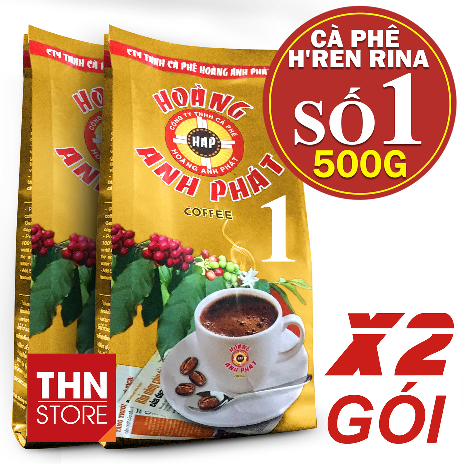 Cà phê pha phin hoàng anh phát h’ren số 1 - 2gói x 500g