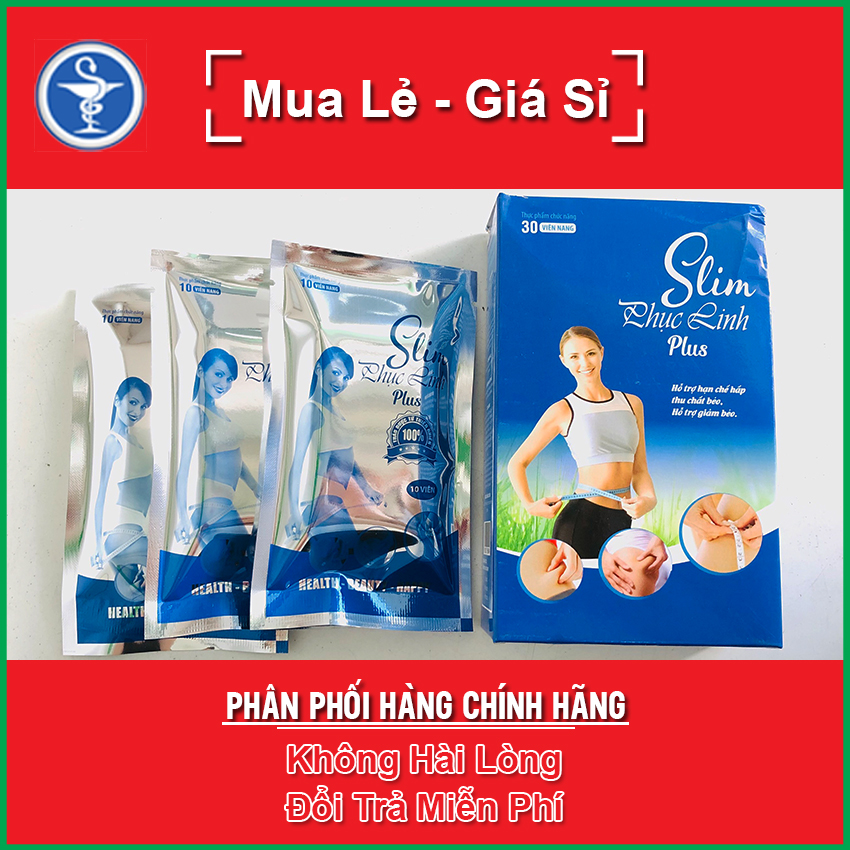 [HCM][Dáng thon - Eo đẹp] Slim Phục Linh Plus giảm cân không lo mệt mỏi thanh lọc đốt cháy mỡ thừa giảm béo an toàn hiệu quả hộp 30 viên yespharmacy