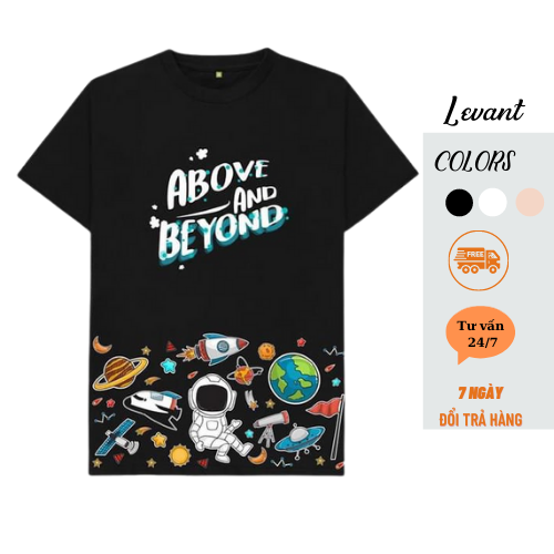Áo thun tay lỡ phi hành gia Levant unisex form rộng cotton 100%