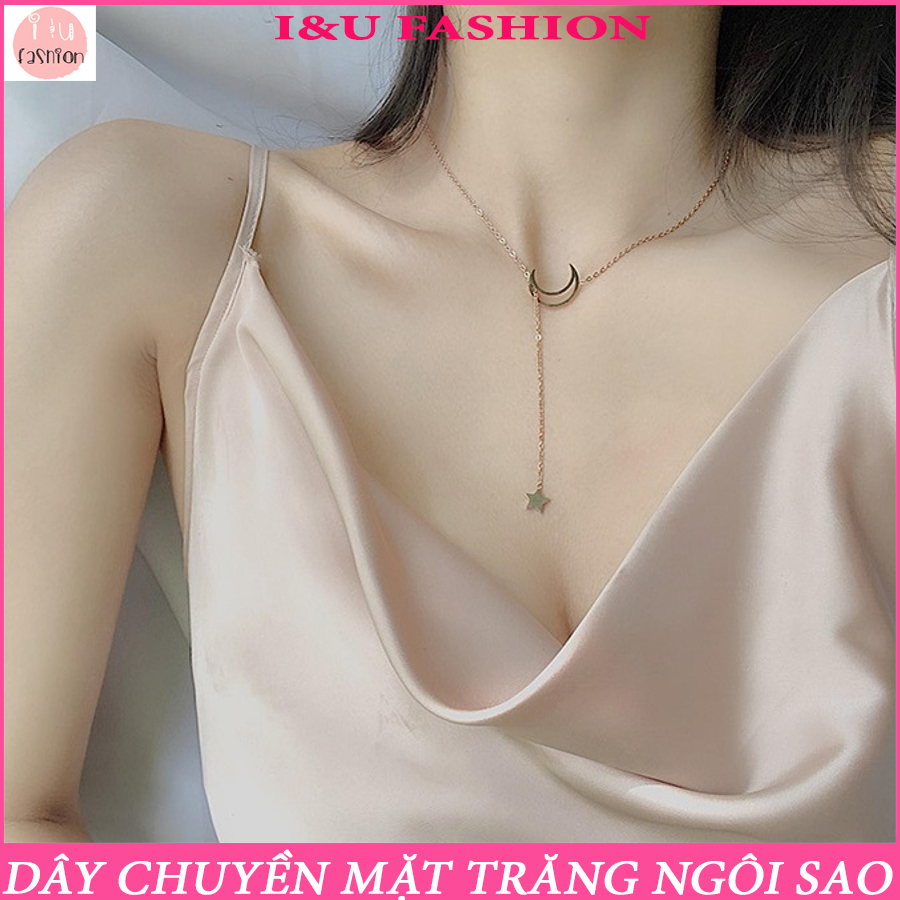 Dây chuyền vòng cổ dạng chuỗi dài chất liệu kim loại mặt trăng ngôi sao nữ tính thời trang phù hợp nhiều kiểu trang phục cho nữ VC-14