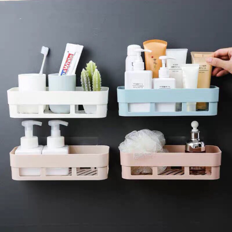 [HÀNG TỐT] KỆ ĐỂ ĐỒ NHÀ TẮM - KỆ CHỮ NHẬT DÁN TƯỜNG ĐỰNG ĐỒ NHÀ TẮM CHỊU NẶNG TỐT - GIÁ ĐỂ XÀ PHÒNG, KEM ĐÁNH RĂNG CÓ RÃNH THOÁT NƯỚC SIÊU SẠCH