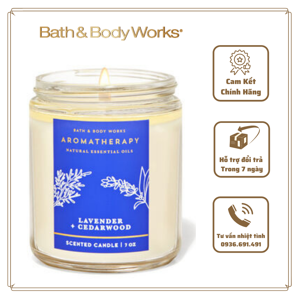 &lt; BBW USA &gt; Nến thơm Bath &amp; Body Works LAVENDER CEDARWOOD 1bấc 198g