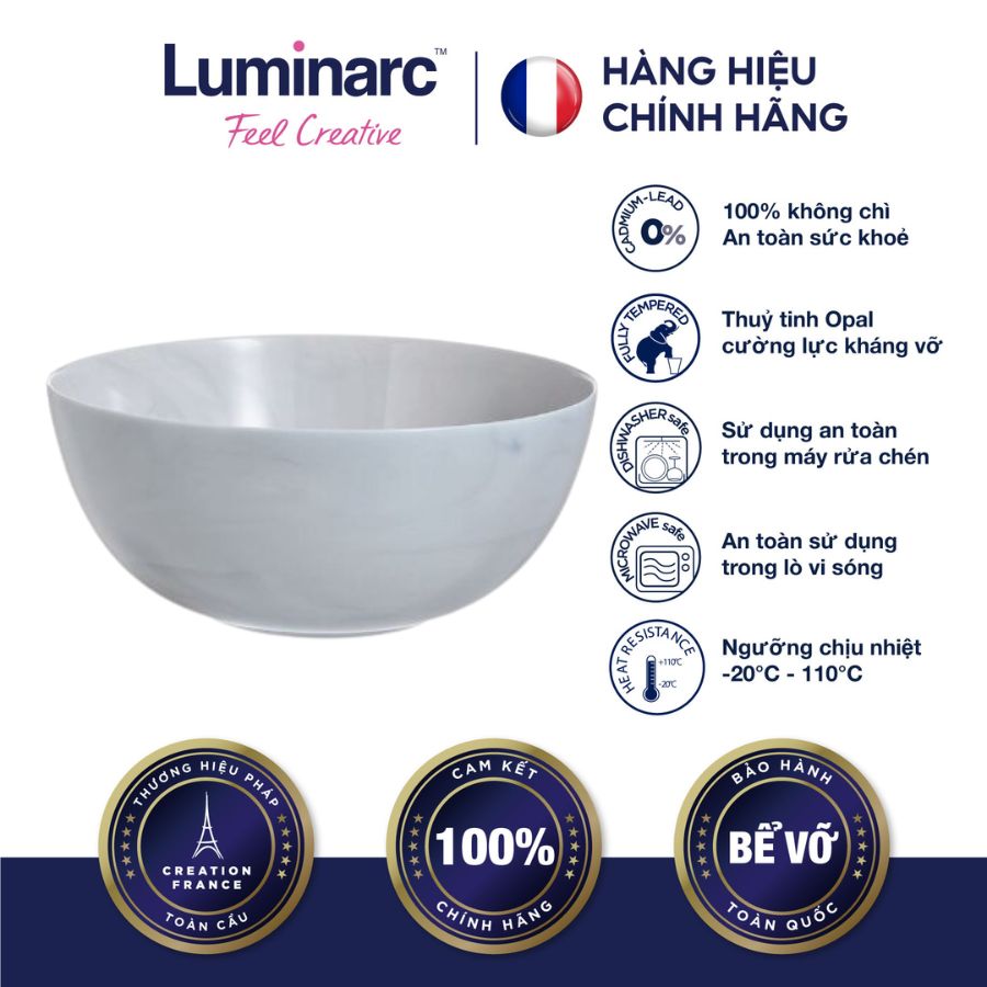 Bộ 2 tô thuỷ tinh luminarc diwali granit marble 21cm - ludip9836