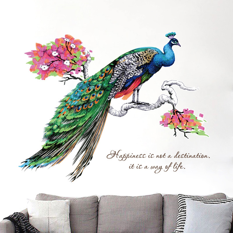 Decal dán tường trang trí tết chú công xinh đẹp Sticker Tranh Dán Tường SK9153-Framedecals-decal nguyên miếng