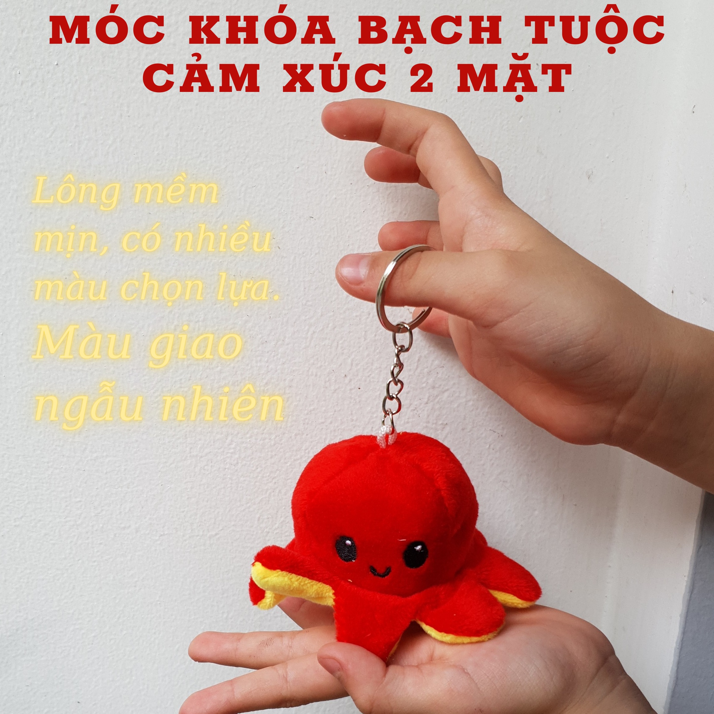 Móc khóa gấu bông bạch tuộc [ Màu giao ngẫu nhiên ]- Móc khóa cảm xúc vui buồn giận- Móc khóa treo điện thoại đẹp