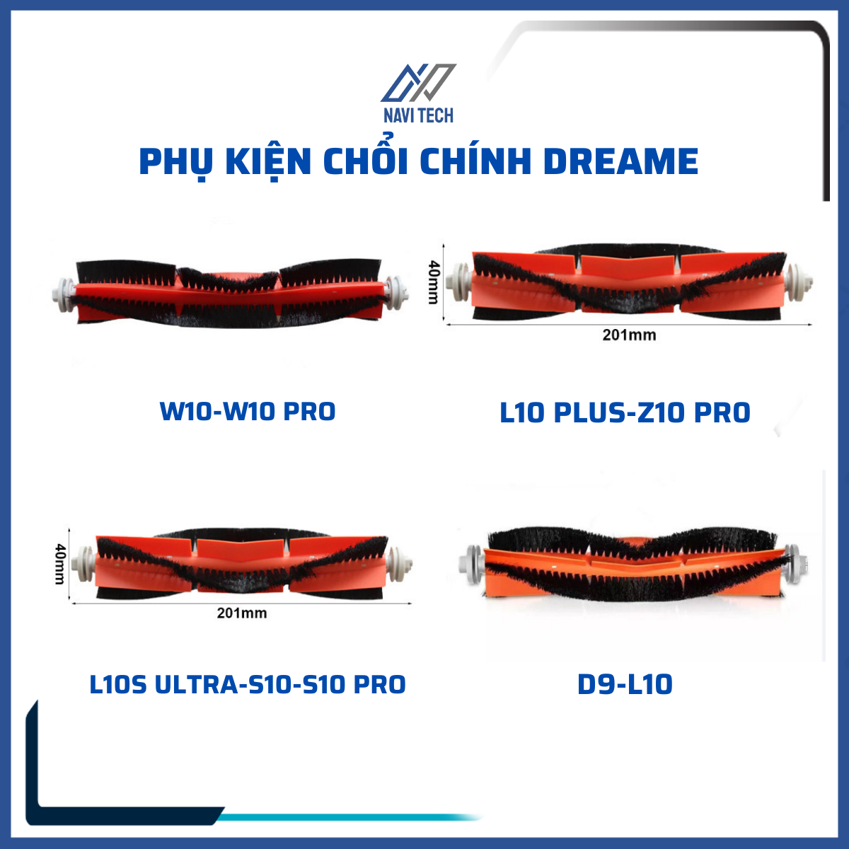 Phụ kiện robot hút bụi dreame d9, l10, w10, w10 pro, l10 plus, z10 pro, l10s ultra chổi lăn, chổi chính